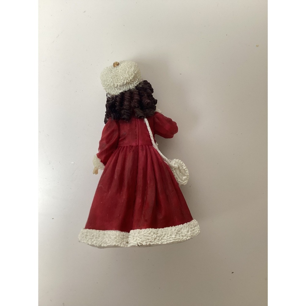 Vintage Style Victorian Girl Figurine Red Winter Coat White Trim 5 Inch Statue - Picture 3 of 9